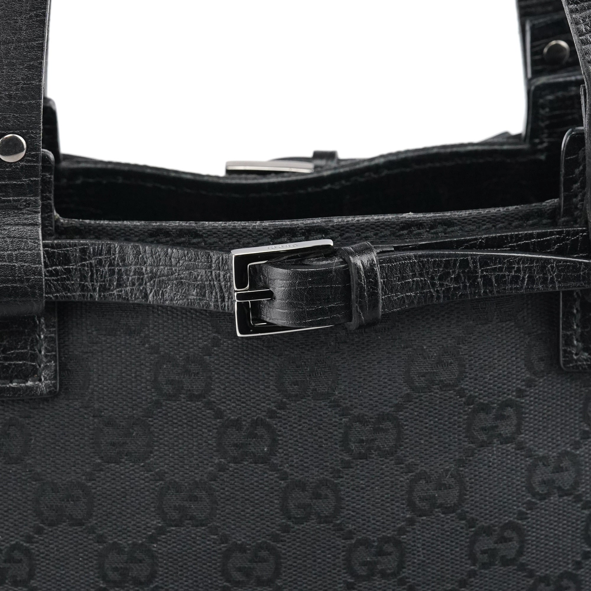 Gucci 107757 Black GG Leather Tote Bag