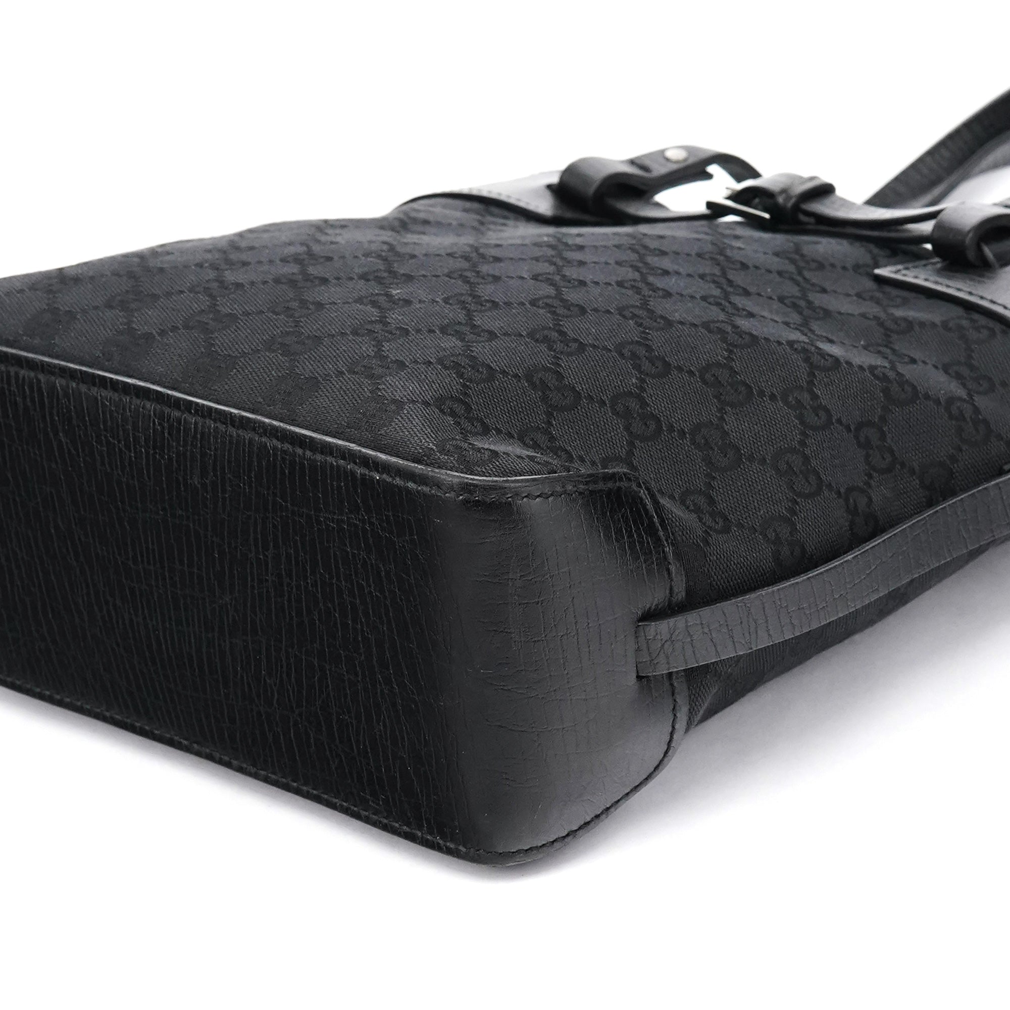 Gucci 107757 Black GG Leather Tote Bag