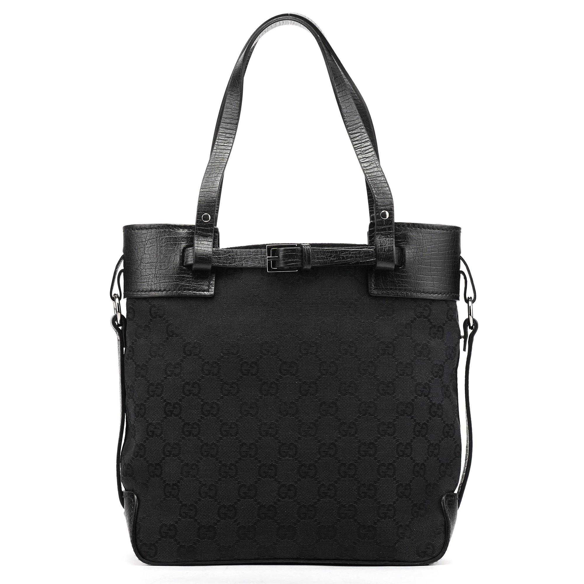 Gucci 107757 Black GG Leather Tote Bag