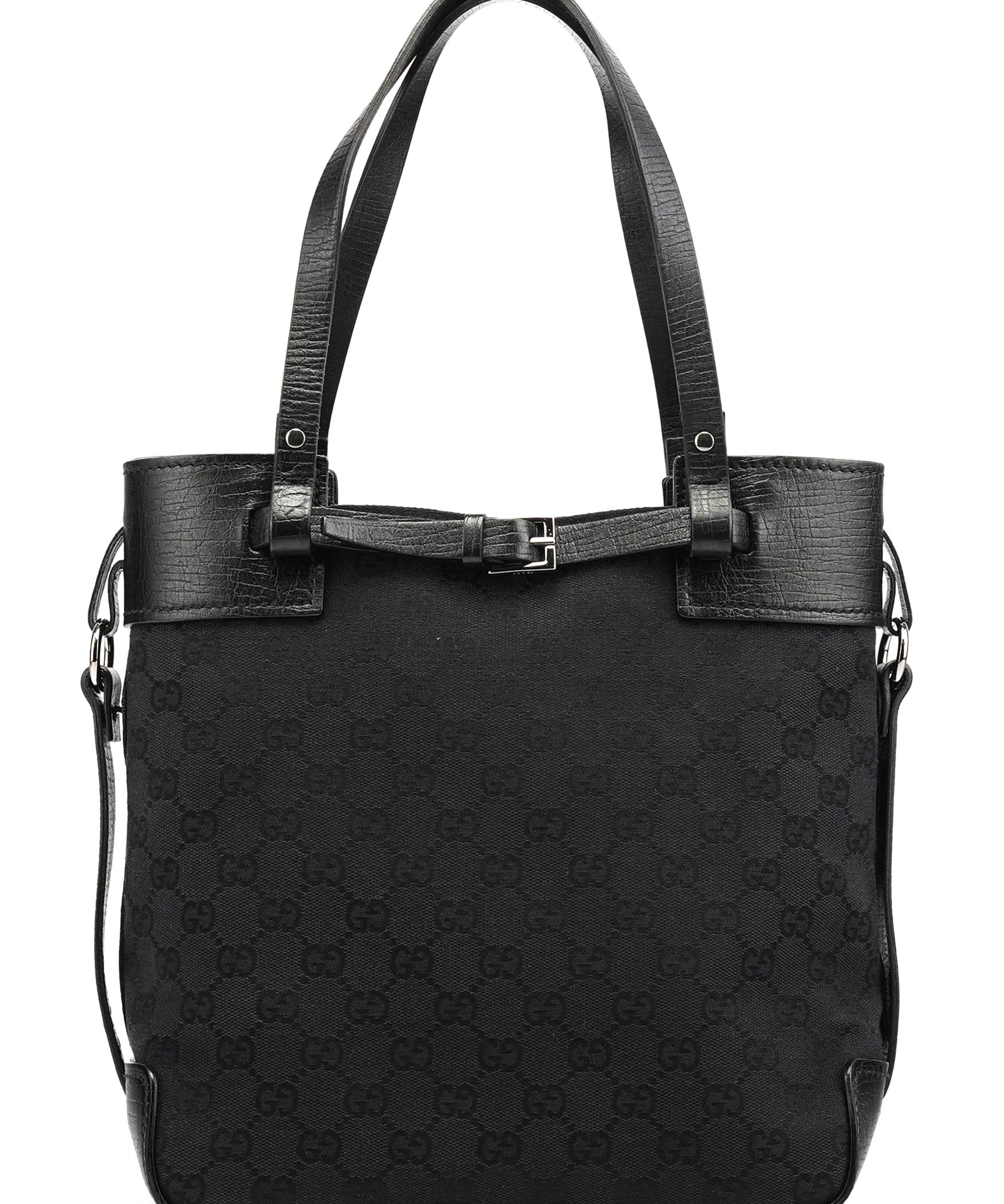Gucci 107757 Black GG Leather Tote Bag
