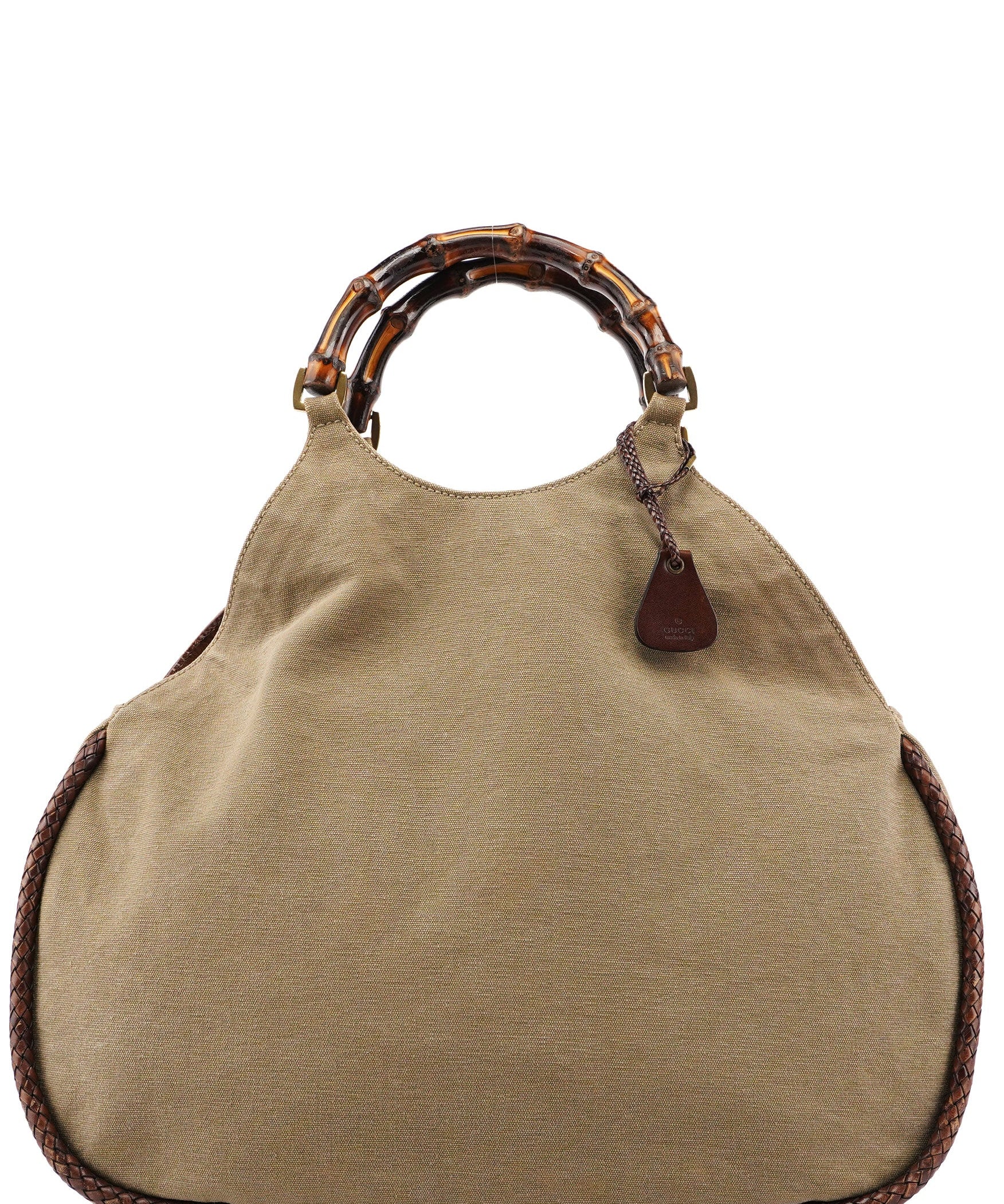 Gucci 109129 Khaki Canvas Bamboo Bag