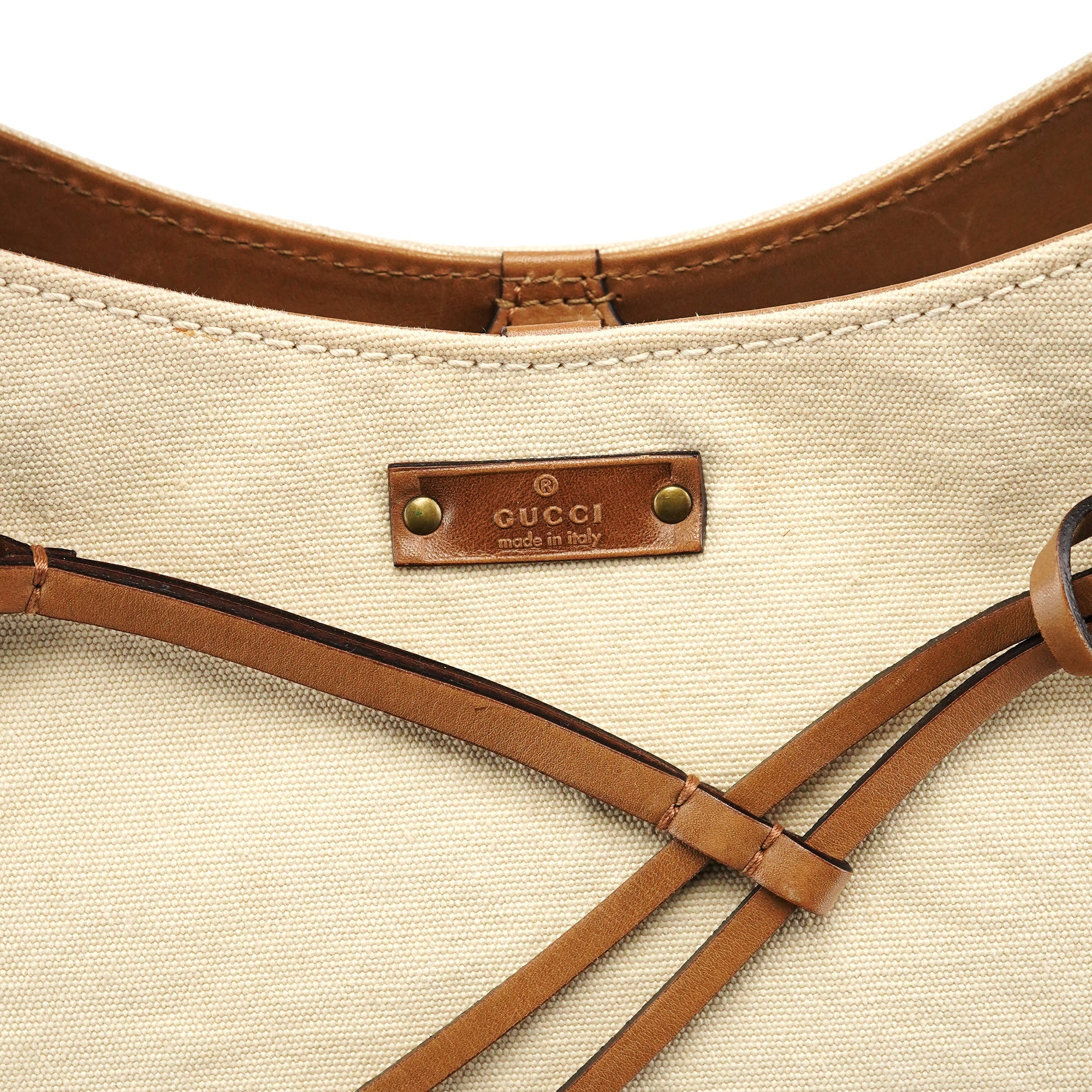 Gucci 109136 Sac à poignée Bamboo en toile beige