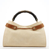 Gucci 109136 Sac à poignée Bamboo en toile beige