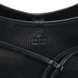 Gucci 109136 Black Leather Bamboo Top Handle Bag