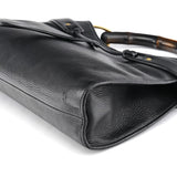 Gucci 109136 Black Leather Bamboo Top Handle Bag
