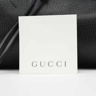 Gucci 109136 Black Leather Bamboo Top Handle Bag