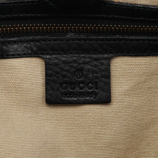 Gucci 109136 Black Leather Bamboo Top Handle Bag