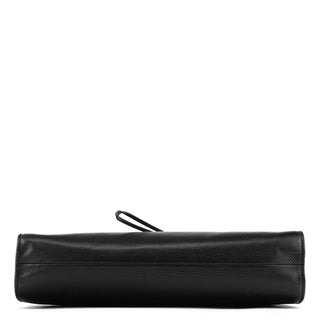Gucci 109136 Black Leather Bamboo Top Handle Bag