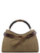 Gucci 109136 Khaki Canvas Bamboo Top Handle Bag