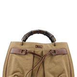 Gucci 109138 Beige Canvas Bamboo Dual Handle Bag