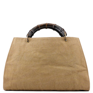 Gucci 109138 Beige Canvas Bamboo Dual Handle Bag