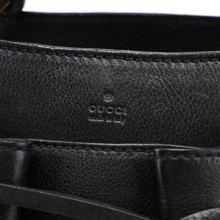 Gucci 109138 Black Calfskin Bamboo Dual Handle Bag