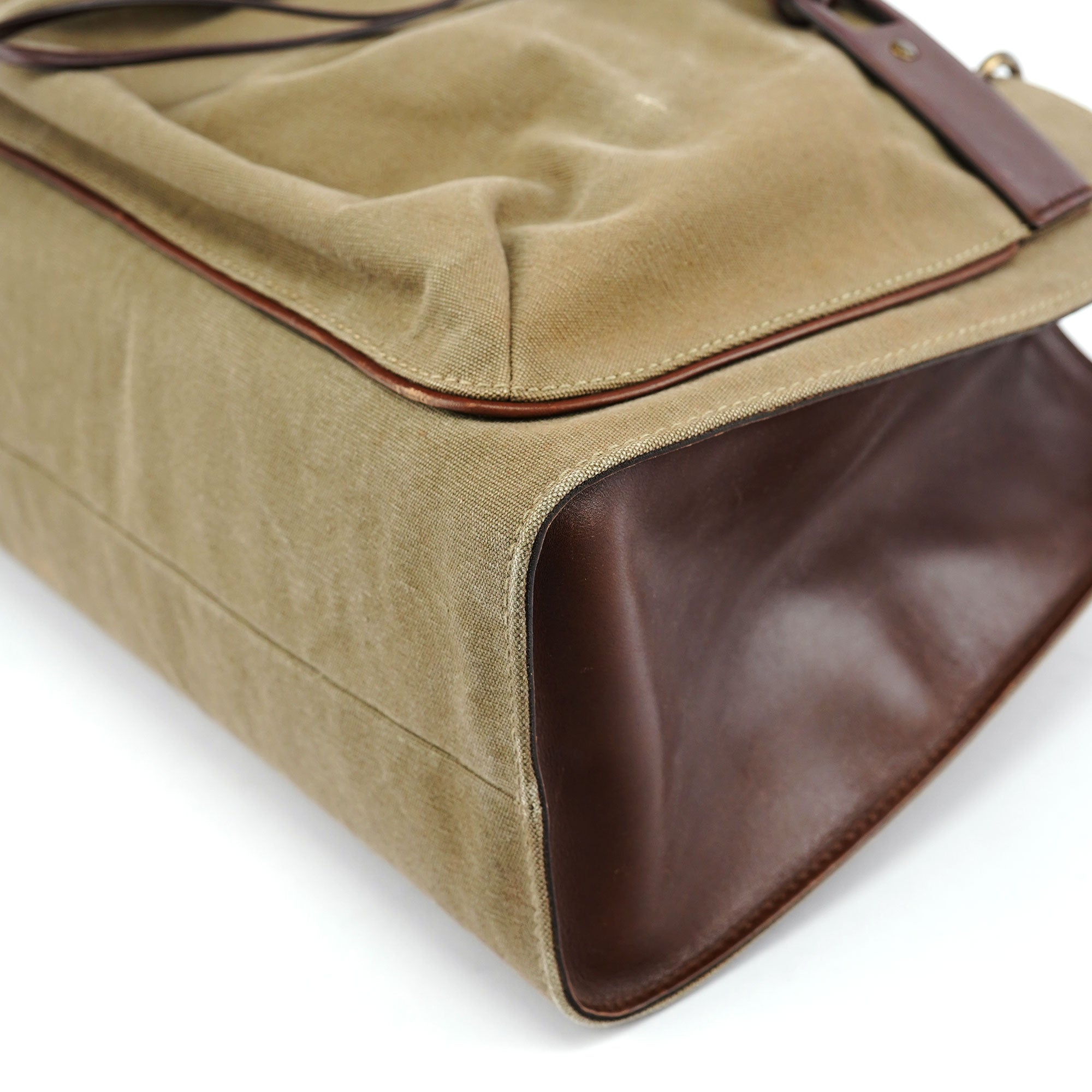 Gucci 109139 Beige Canvas Bamboo Dual Handle Bag