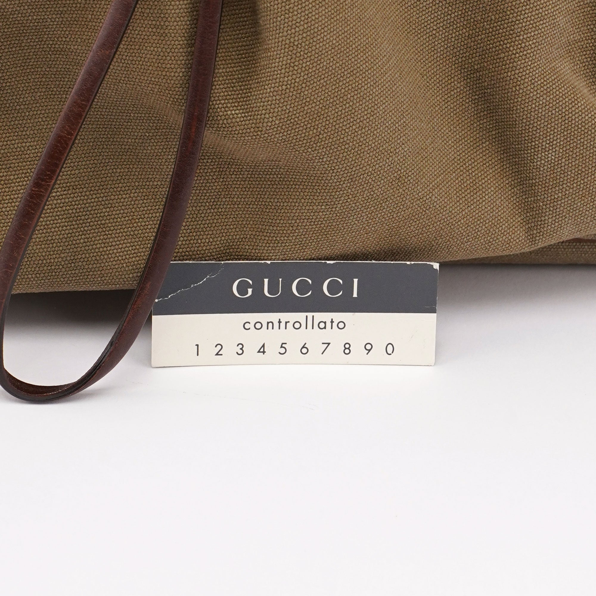 Gucci 109139 Beige Canvas Bamboo Dual Handle Bag