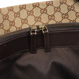 Gucci 109140 Beige GG Leather Woven Handle Tote Bag