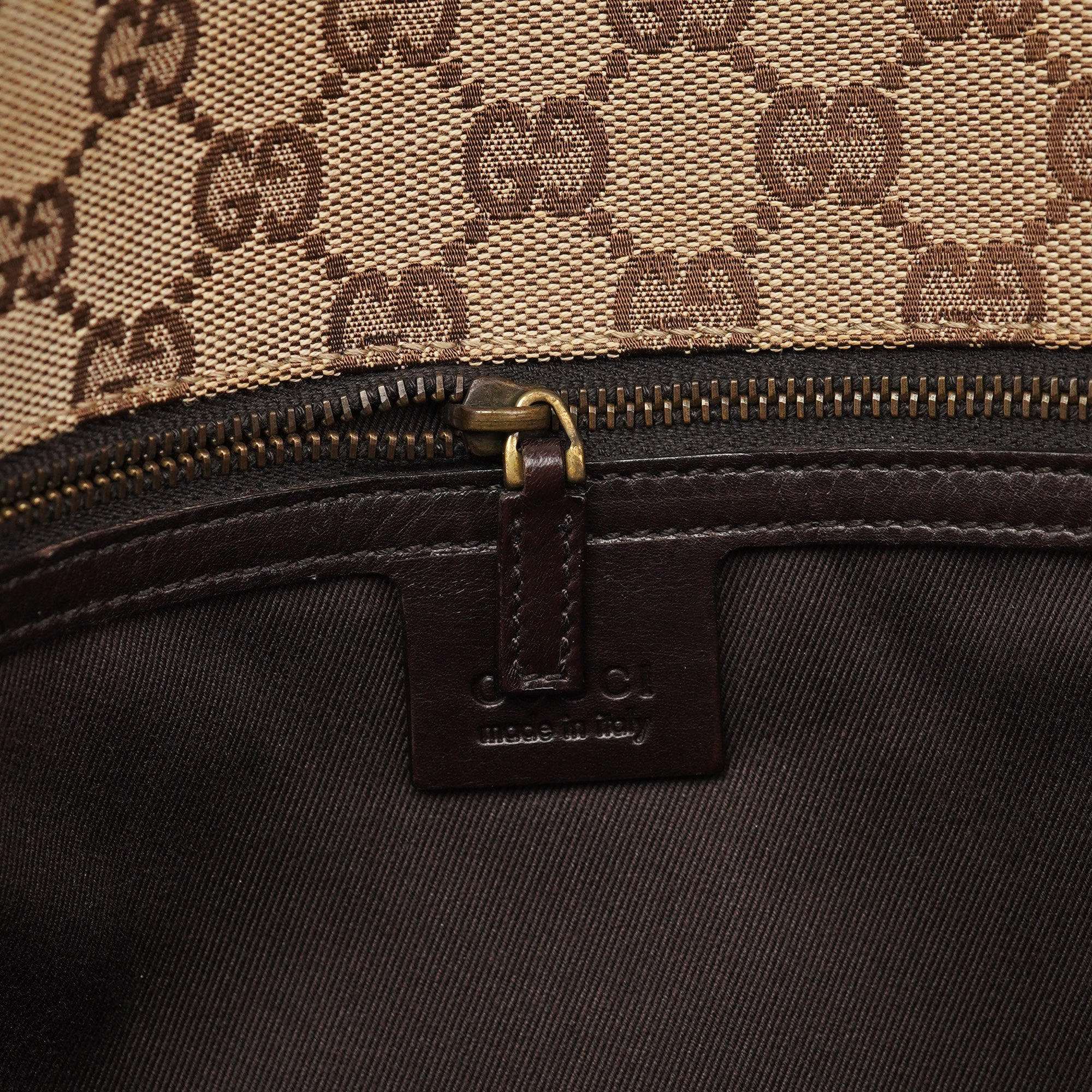 Gucci 109140 Beige GG Leather Woven Handle Tote Bag