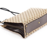 Gucci 109140 Beige GG Leather Woven Handle Tote Bag