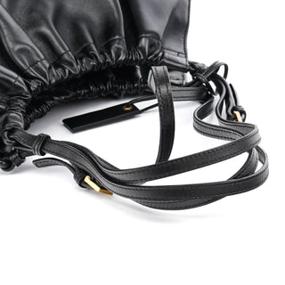 Gucci 109156 Black Calfskin Leather Ruched Shoulder Bag