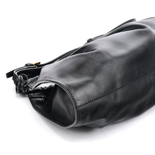 Gucci 109156 Black Calfskin Leather Ruched Shoulder Bag