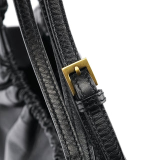 Gucci 109156 Black Calfskin Leather Ruched Shoulder Bag