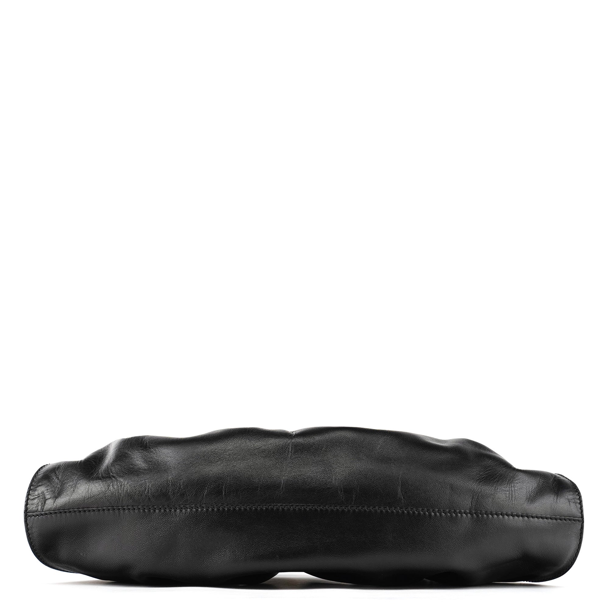 Gucci 109156 Sac porté épaule froncé en cuir de veau noir