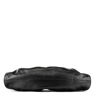 Gucci 109156 Black Calfskin Leather Ruched Shoulder Bag