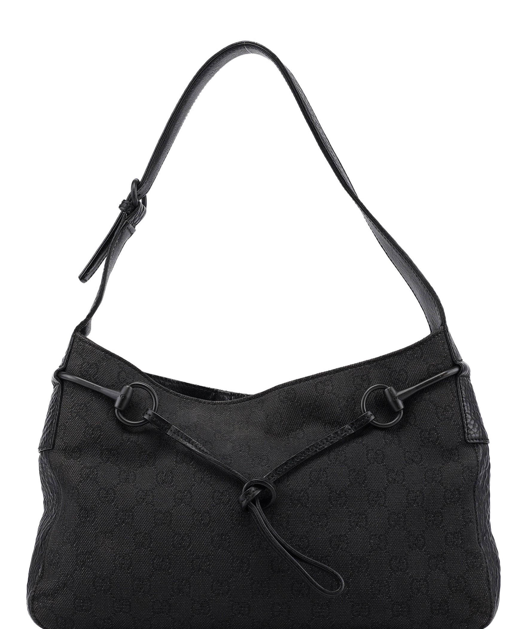 Gucci 109175 Anthracite GG Horsebit Shoulder Bag