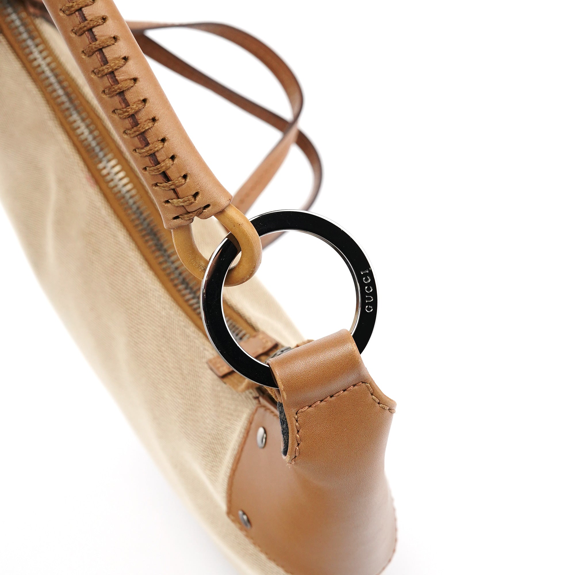 Gucci 109208 Sac hobo Half Moon en toile beige et marron