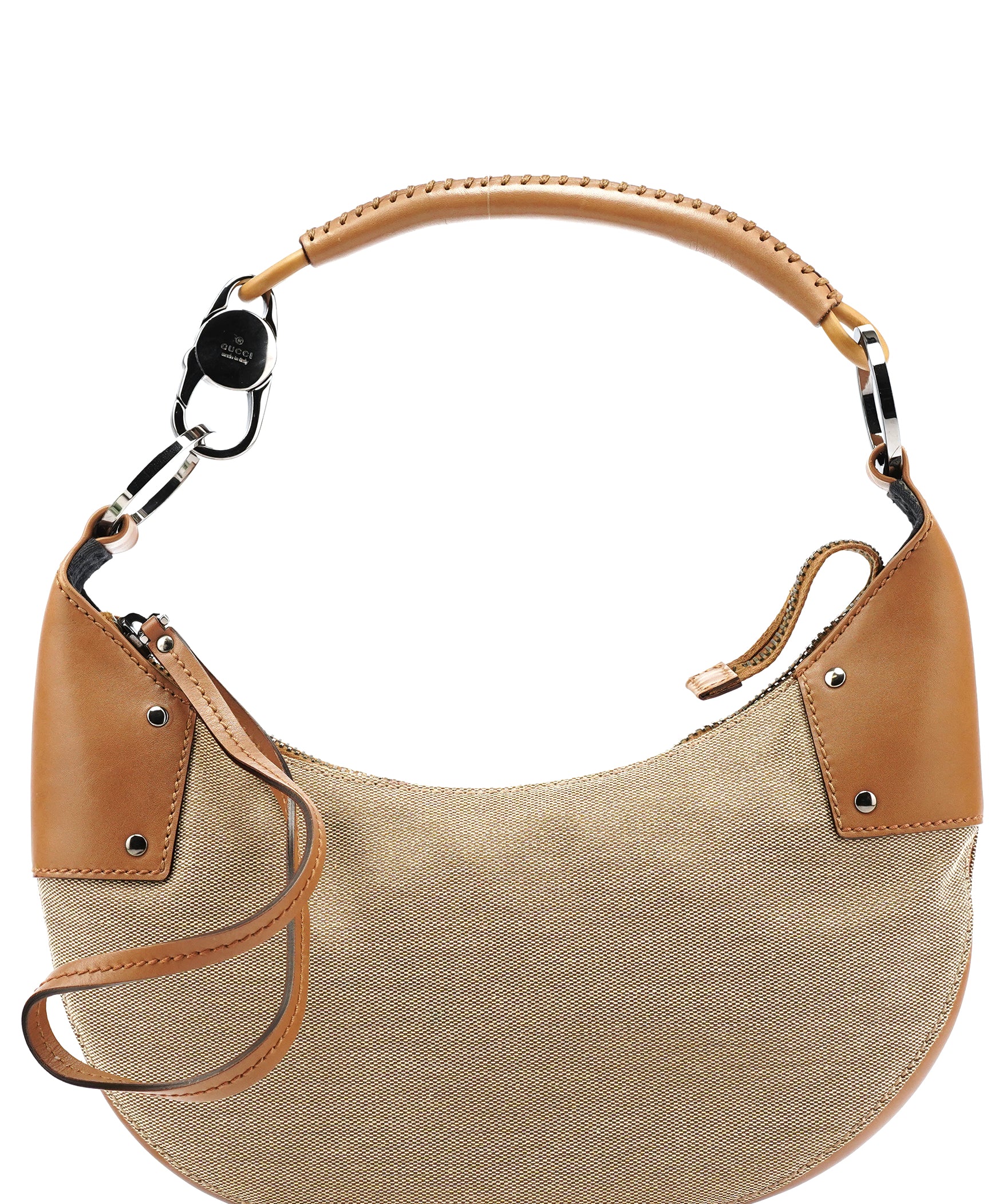 Gucci 109208 Half Moon Hobo Bag aus Canvas in Beige und Braun