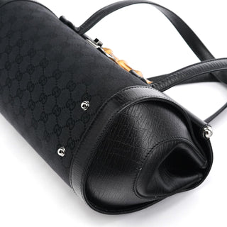 Gucci 111713 Black GG Bamboo Bullet Lock Bag