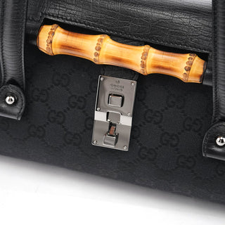Gucci 111713 Black GG Bamboo Bullet Lock Bag