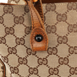 Gucci 112526 Beige Brown GG Bamboo Tote Bag