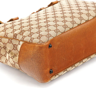 Gucci 112526 Beige Brown GG Bamboo Tote Bag