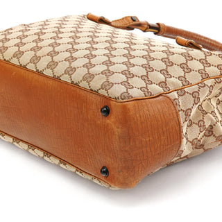 Gucci 112526 Beige Brown GG Bamboo Tote Bag