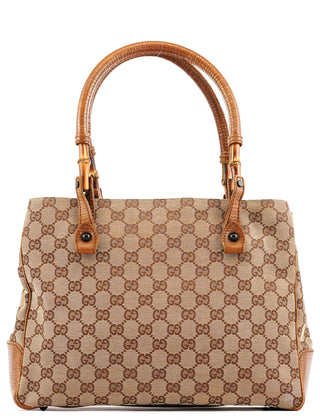 Gucci 112526 Beige Brown GG Bamboo Tote Bag