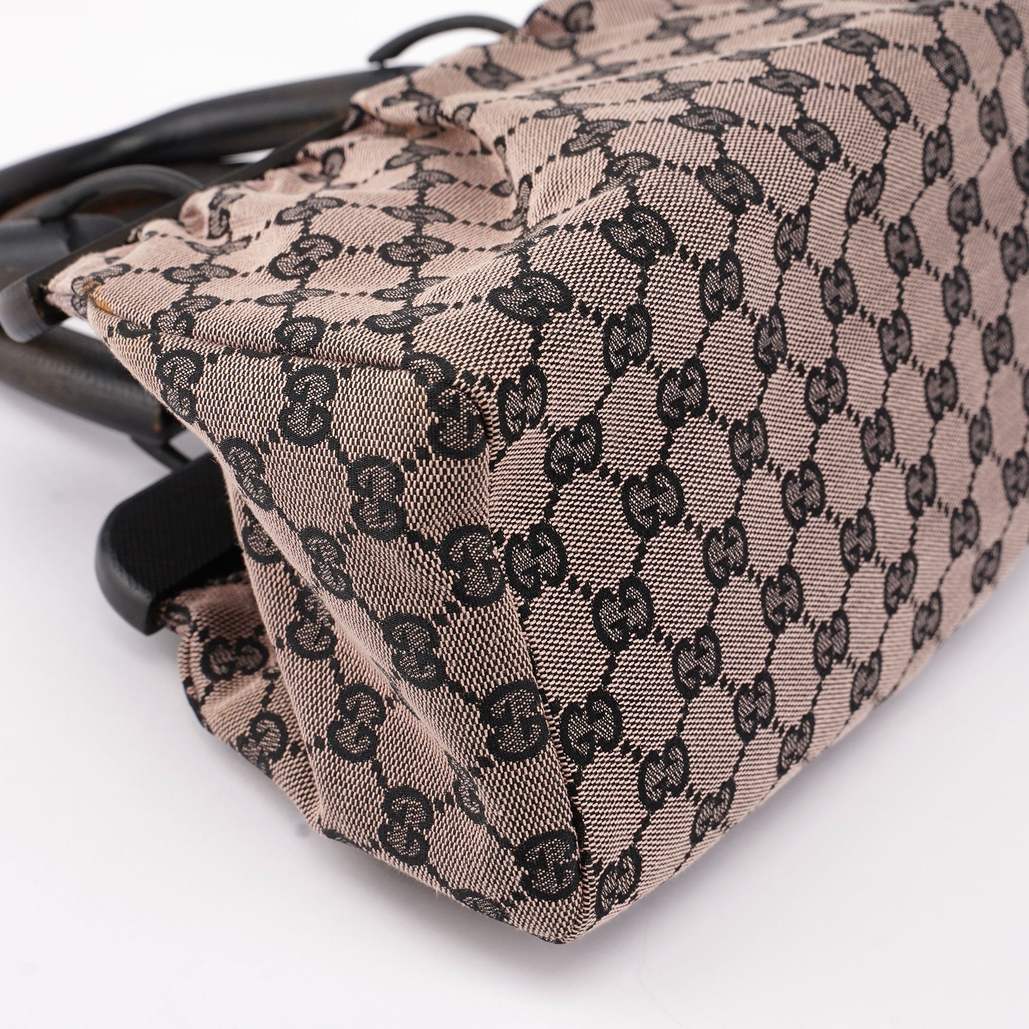 Gucci 112683 Sac à poignées bois en toile GG beige