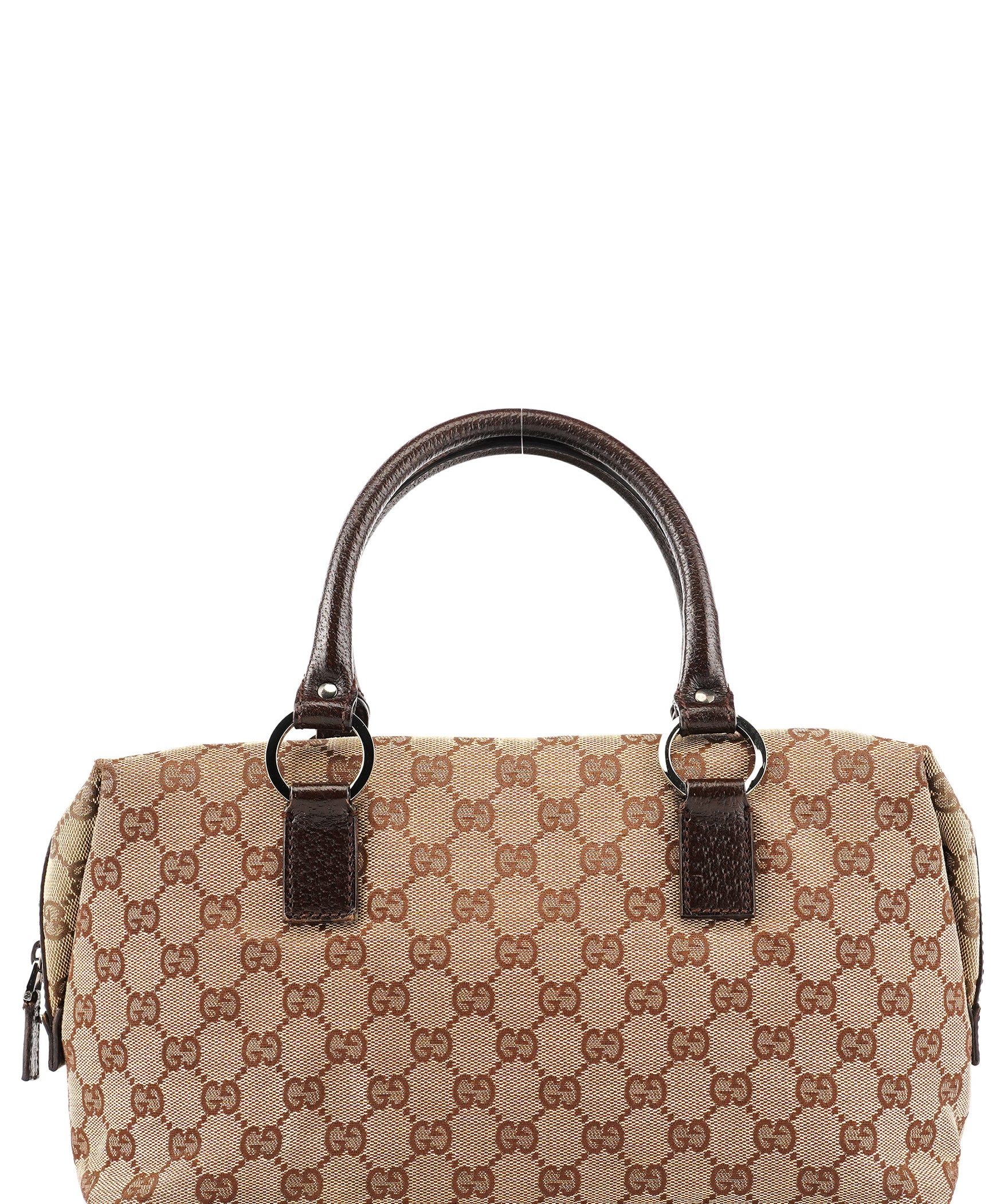 Gucci 113009 Beige Brown GG Canvas Boston Bag