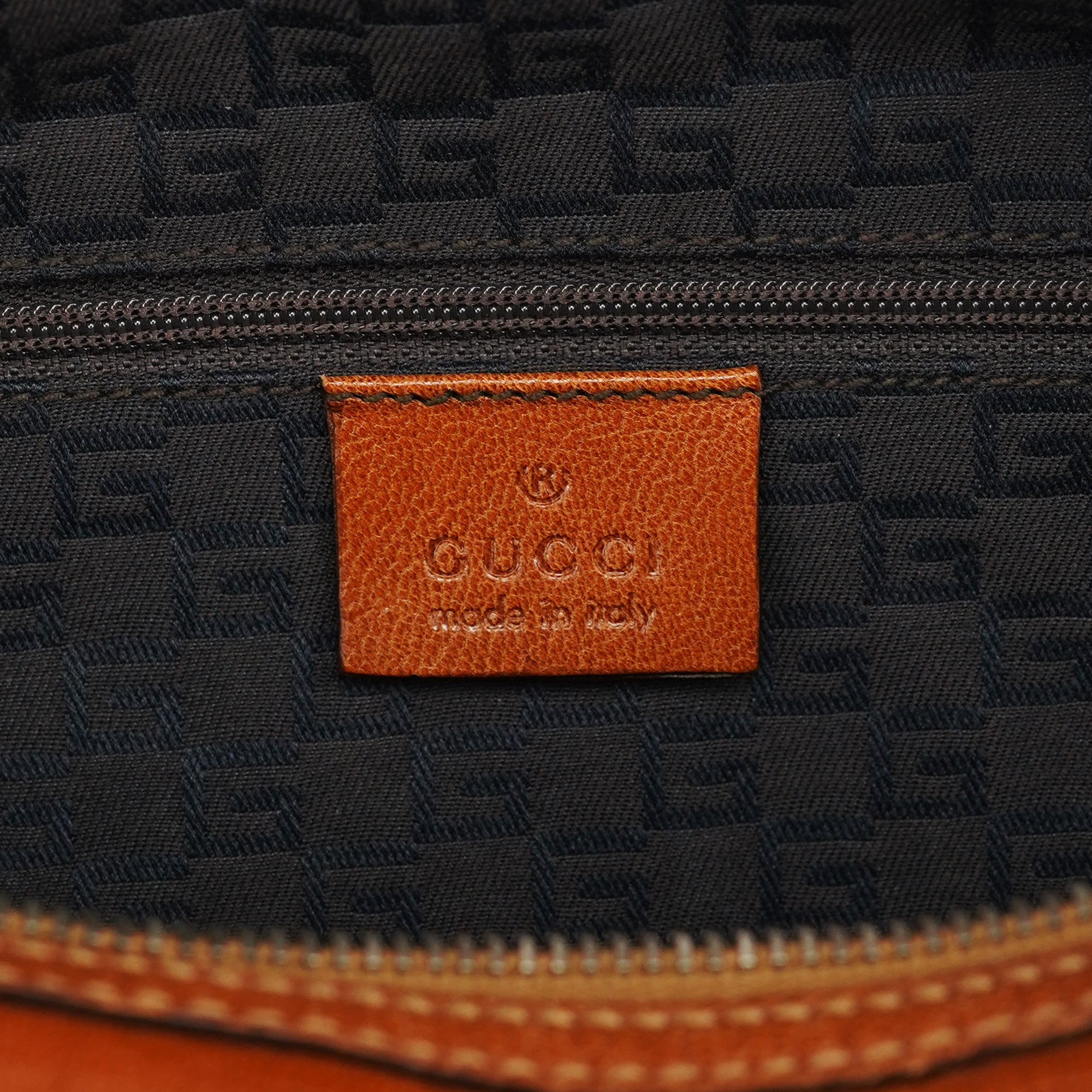 Gucci 113009 Brown Leather Bowling Bag