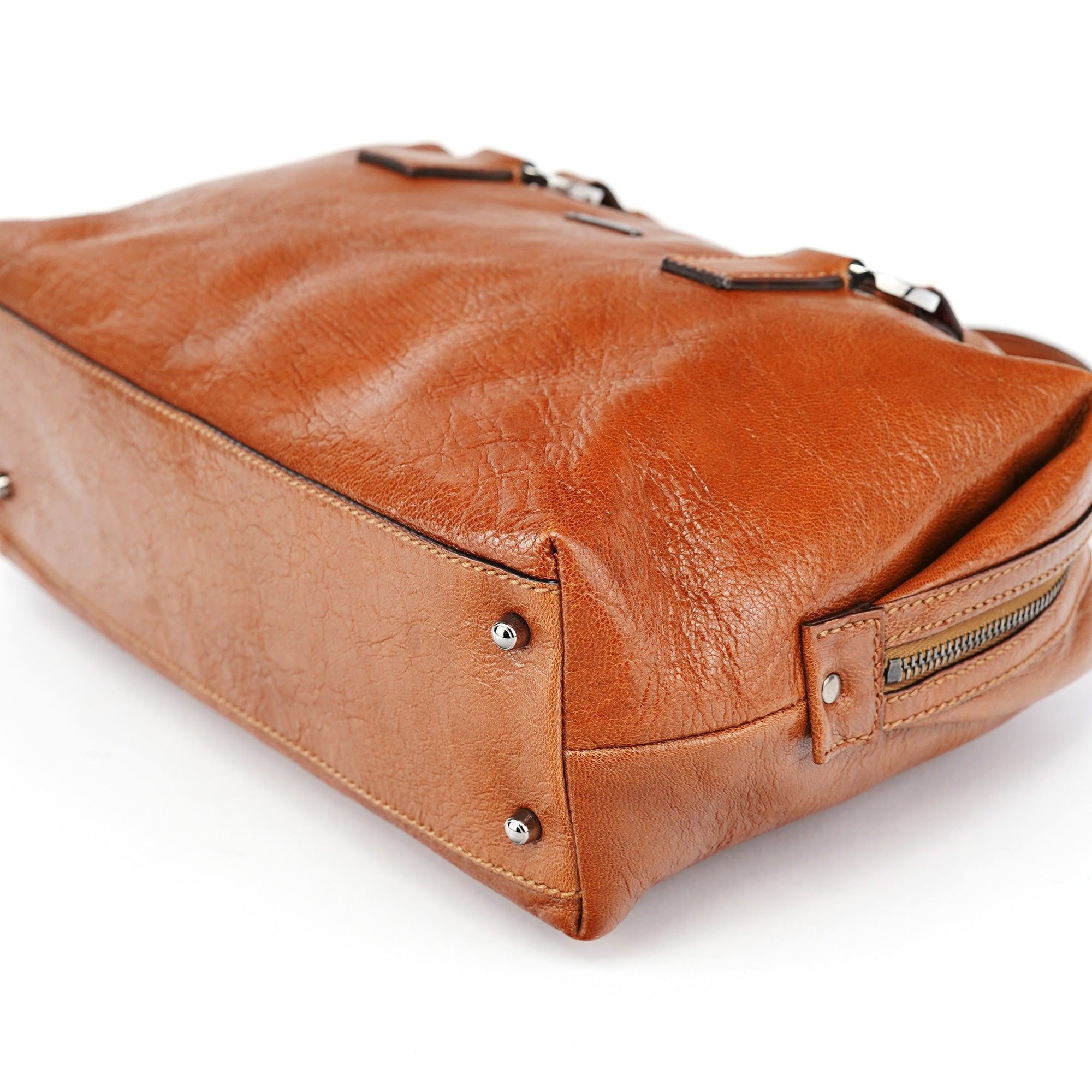Gucci 113009 Brown Leather Bowling Bag