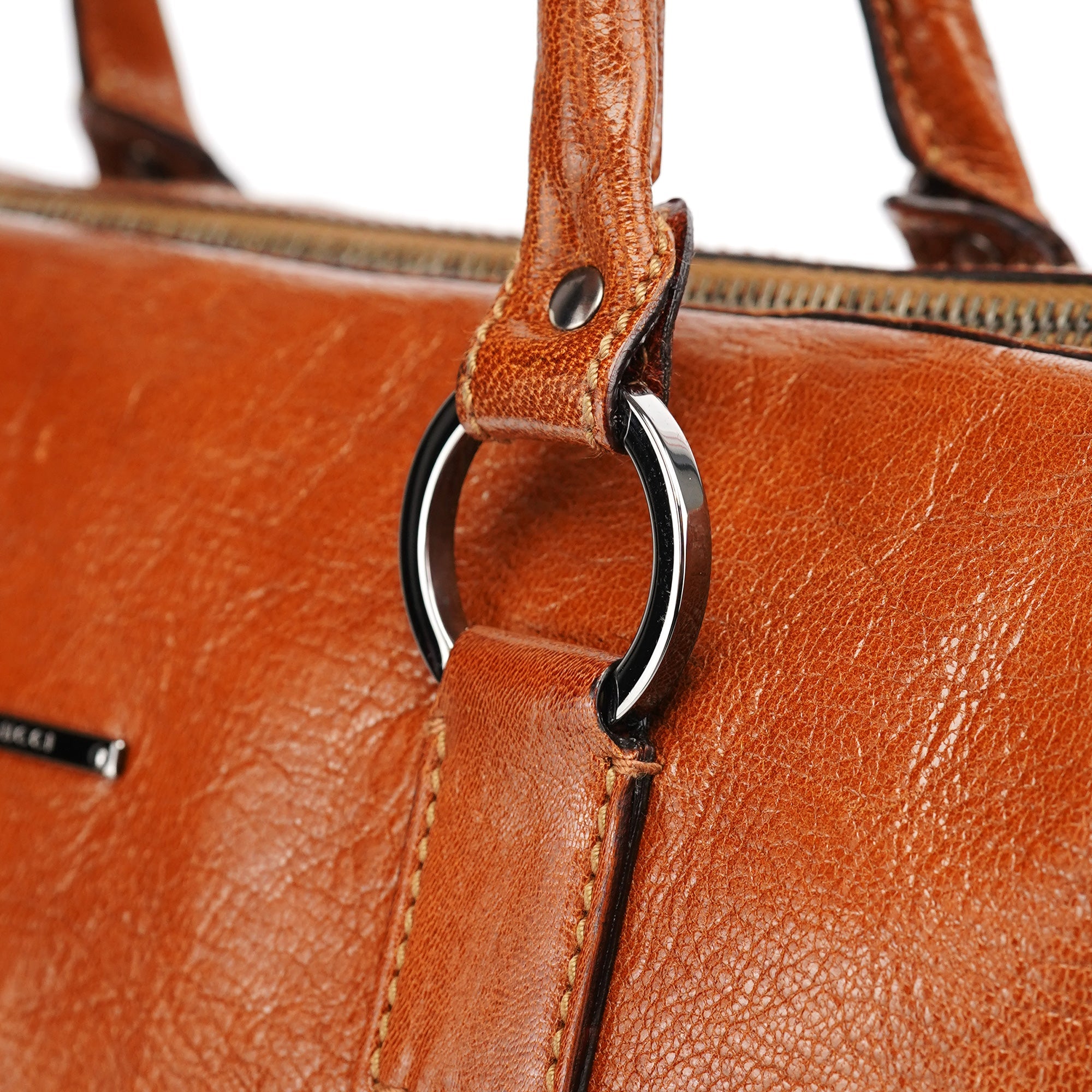 Gucci 113009 Brown Leather Bowling Bag