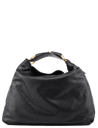 Gucci 114900 Large Black Calfskin Horsebit Bag