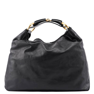 Gucci 114900 Large Black Calfskin Horsebit Bag