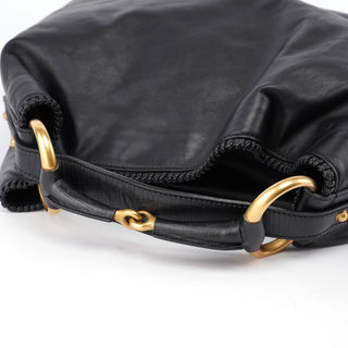 Gucci 114900 Large Black Calfskin Horsebit Bag