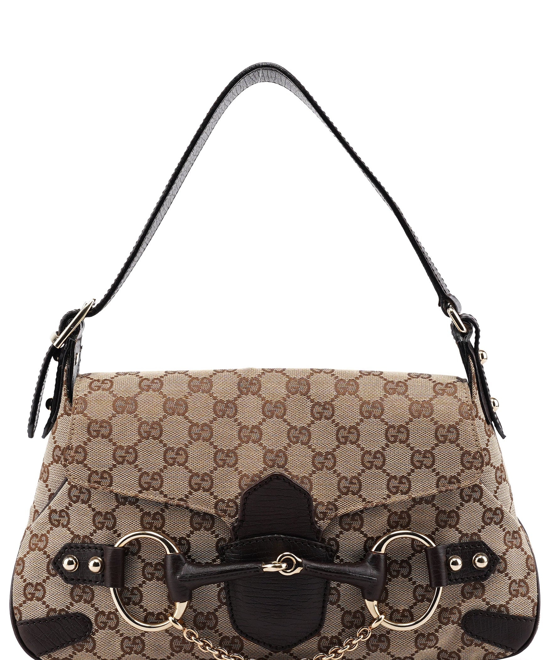 Gucci 114915 Beige GG Horsebit Hobo Shoulder Bag