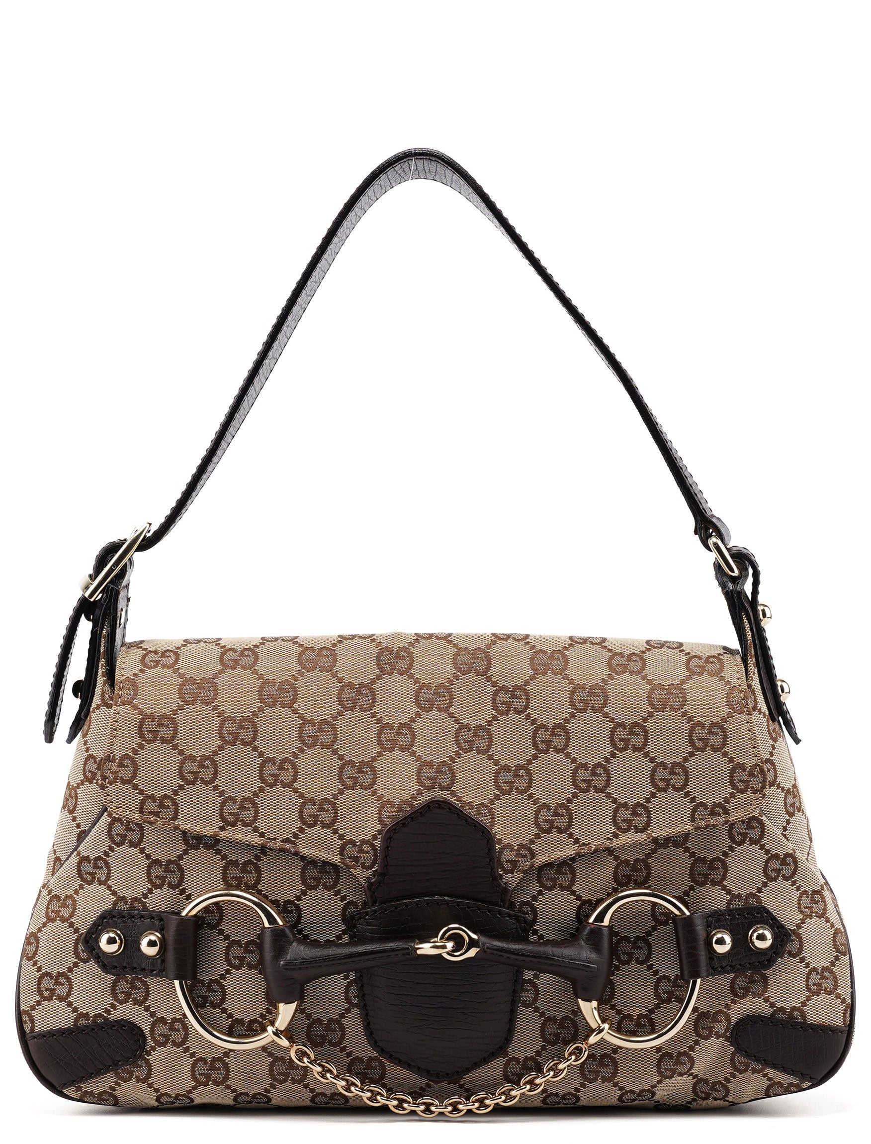 Gucci 114915 Beige GG Horsebit Hobo Shoulder Bag