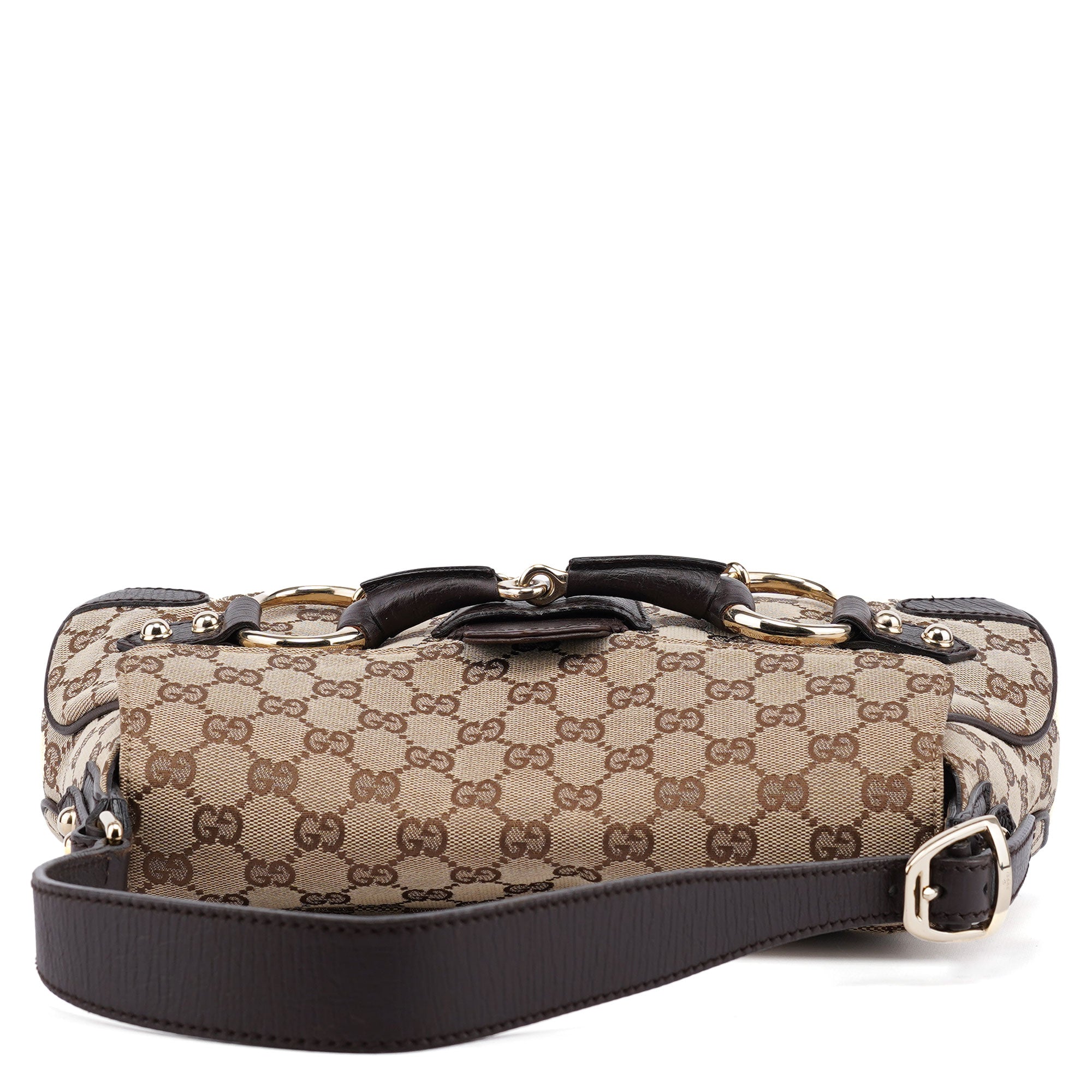Gucci 114915 Beige GG Horsebit Hobo Shoulder Bag