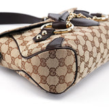 Gucci 114915 Beige GG Horsebit Hobo Shoulder Bag