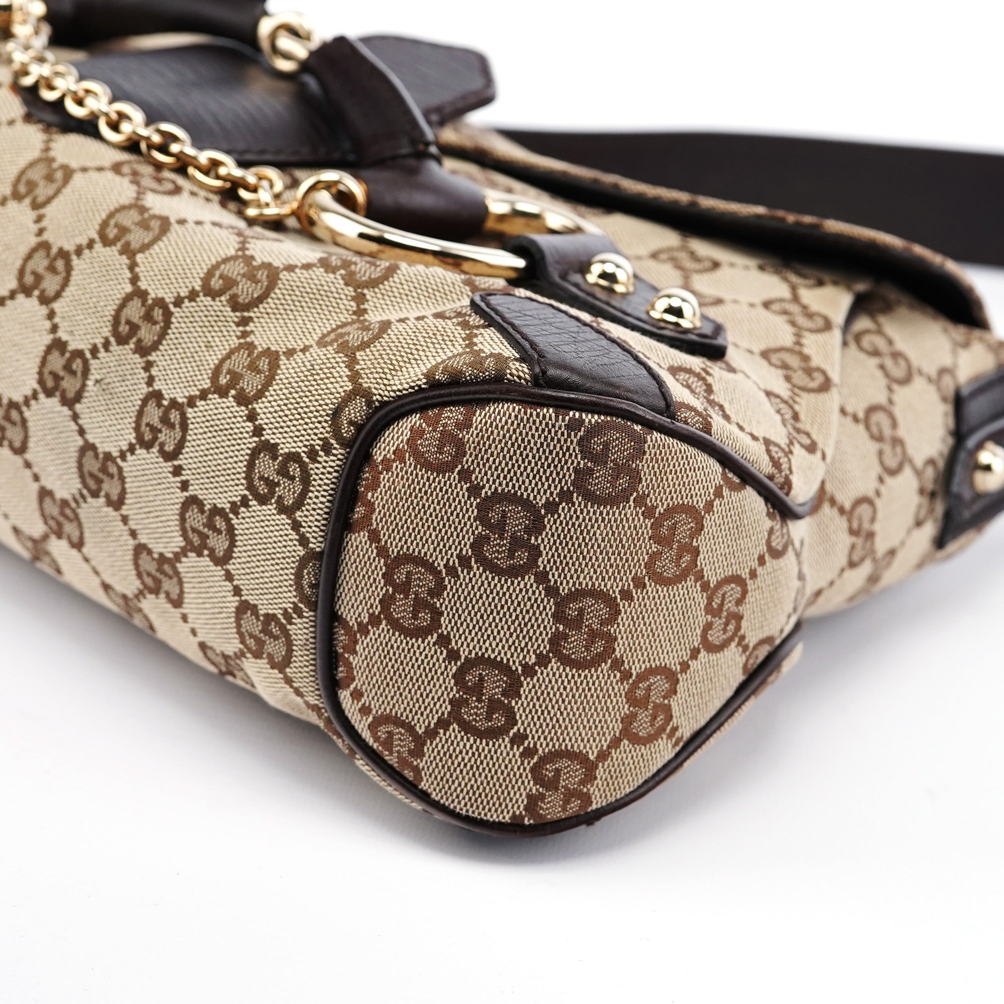 Gucci 114915 Beige GG Horsebit Hobo Shoulder Bag