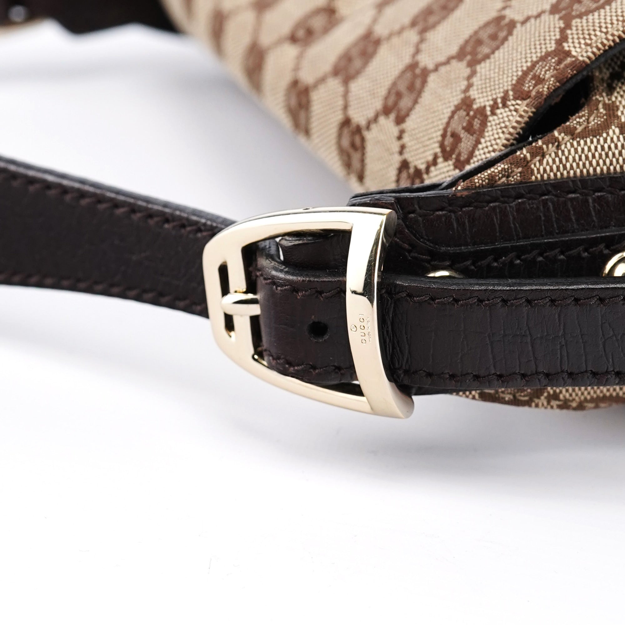 Gucci 114915 Beige GG Horsebit Hobo Shoulder Bag