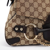 Gucci 114915 Beige GG Horsebit Hobo Shoulder Bag